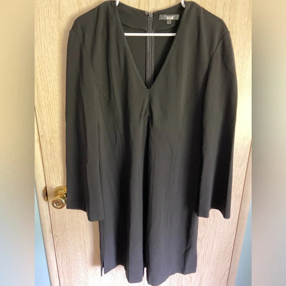 Derek Lam V Neck Black Silhouette Seam Dress US Sz 10 Italy - Picture 1 of 12